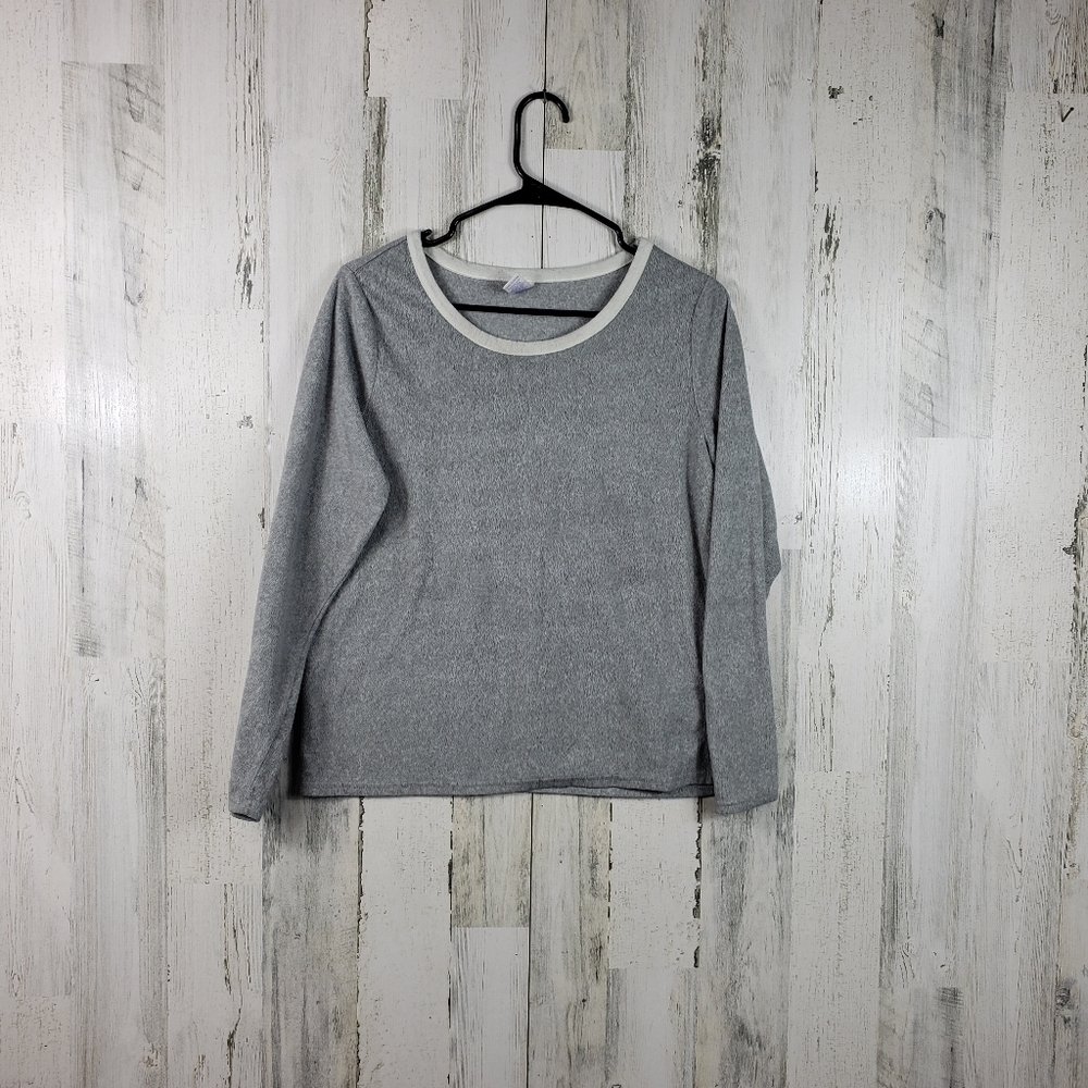 sleep chic gray long sleeve pajama top/sweater womens size medium
